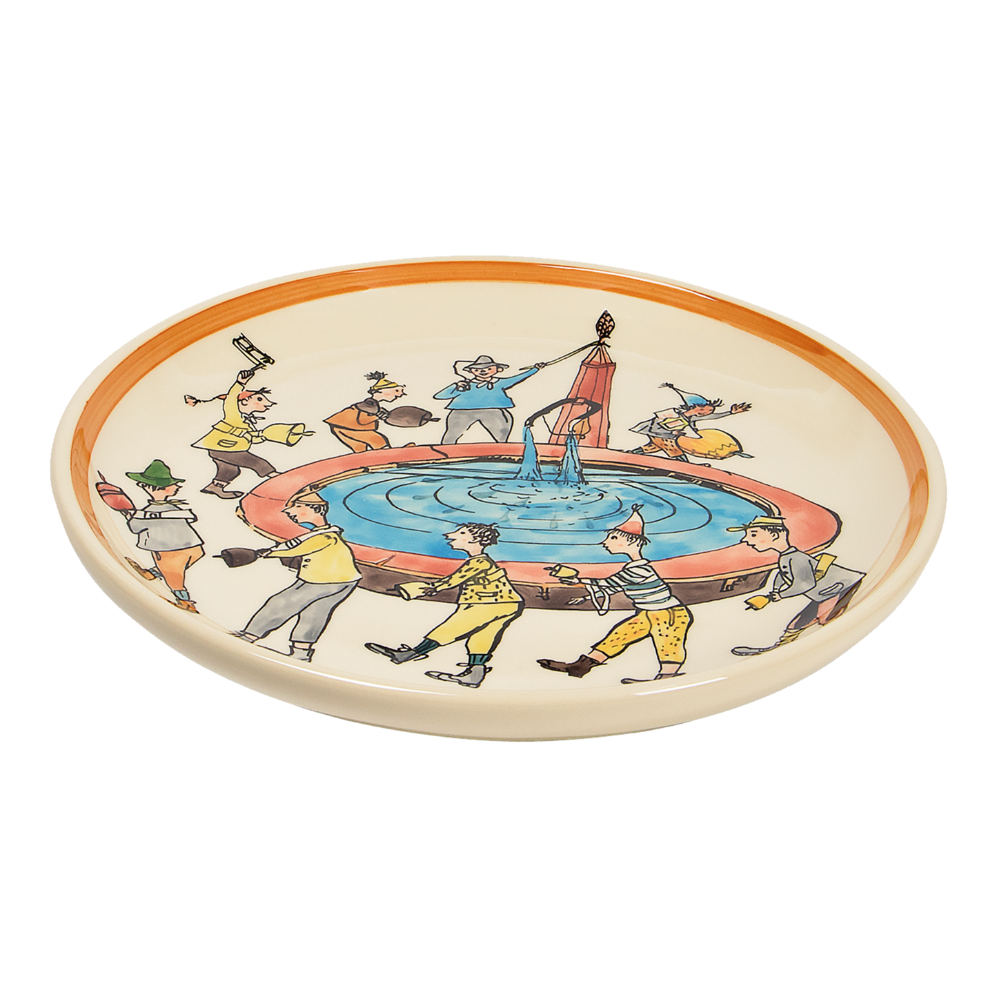 Teller Ursli Tanz am Brunnen Keramik 21cm