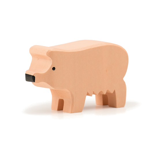 Animale di legno rosa maiale