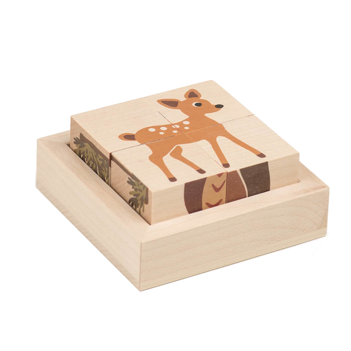 Cube puzzle forest 4-piece maple