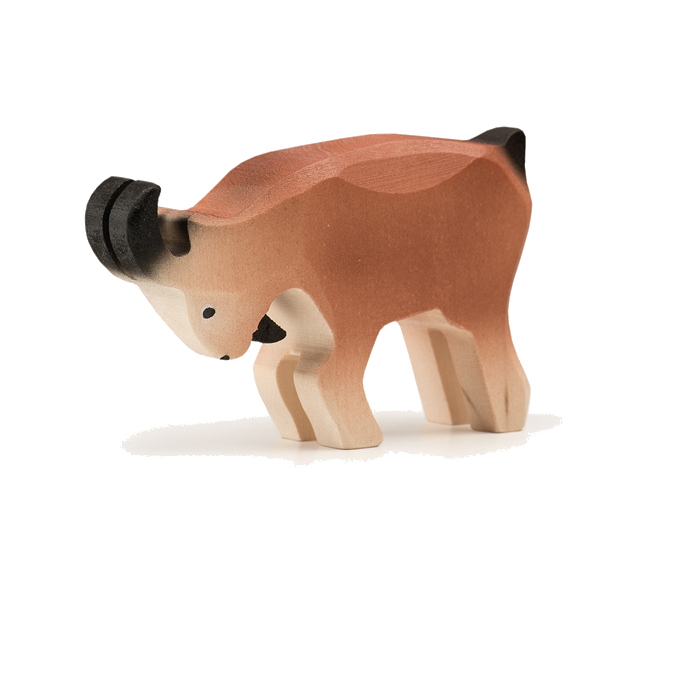 billy goat fighting brown wooden animal