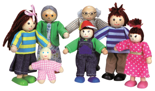 Biegepüppchen Grossfamilie Holz/Stoff