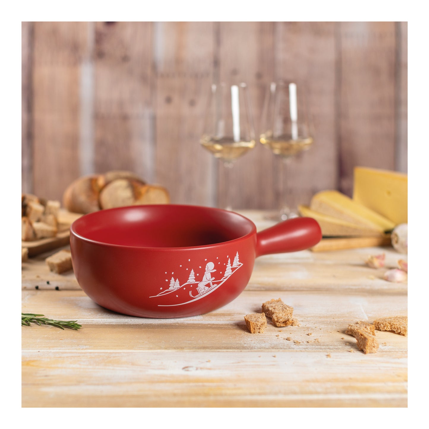 Caquelon Winterspass Keramik rot matt Ø23cm