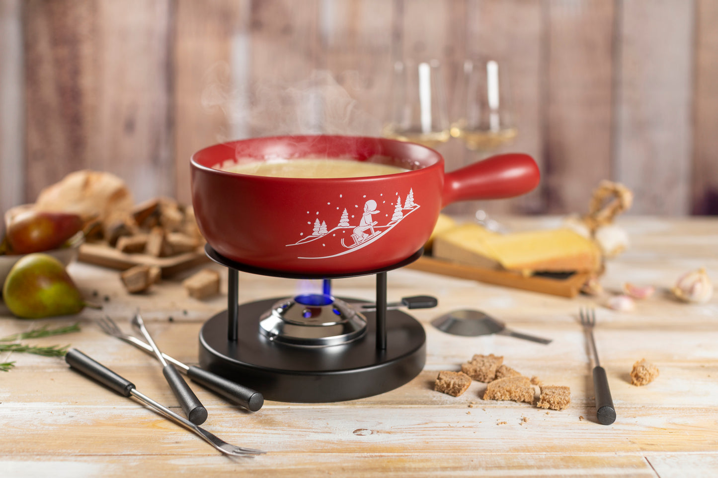 Caquelon Winterspass Keramik rot matt Ø23cm