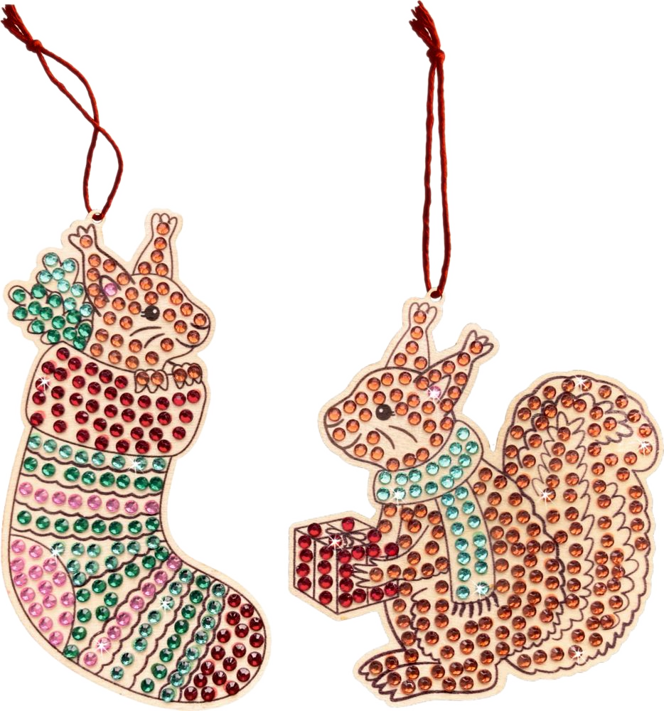 Diamond Painting Holz-Anhänger Waldtiere assort.