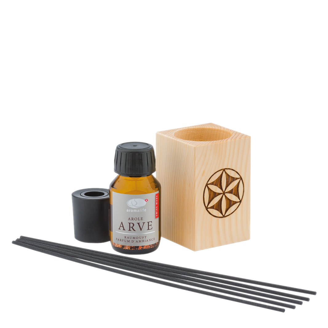 Arvenholzwürfel Rosette + Raumduft 60ml Set