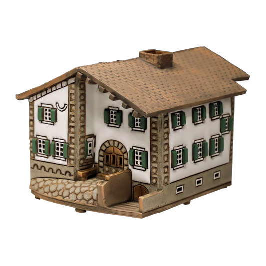 Engadiner Teelichthaus Chesa Ladina von vorne lrechts