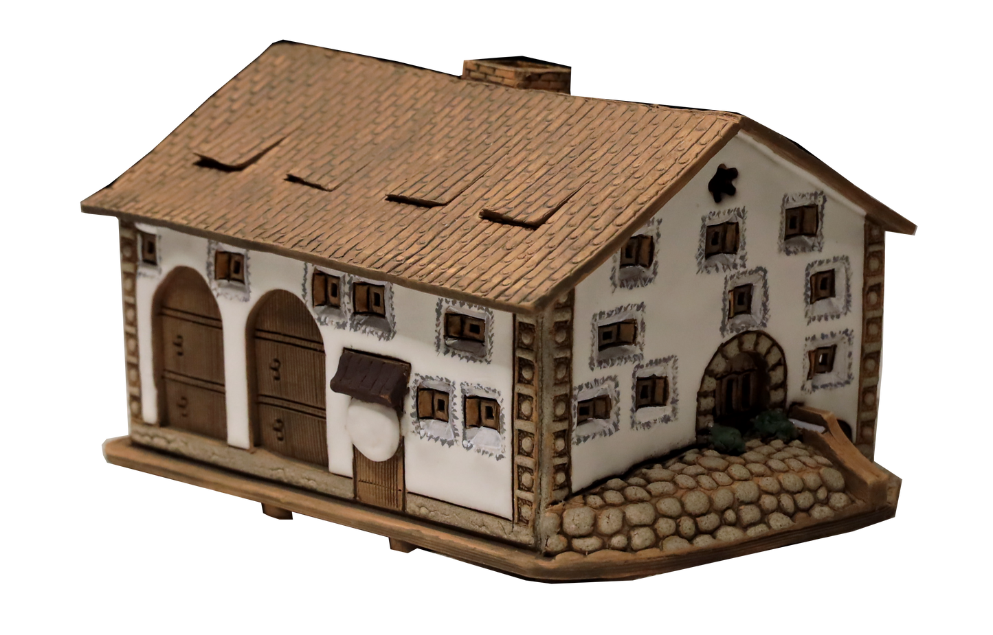 Teelicht Engadinerhaus Chesa Paterna von vorne links