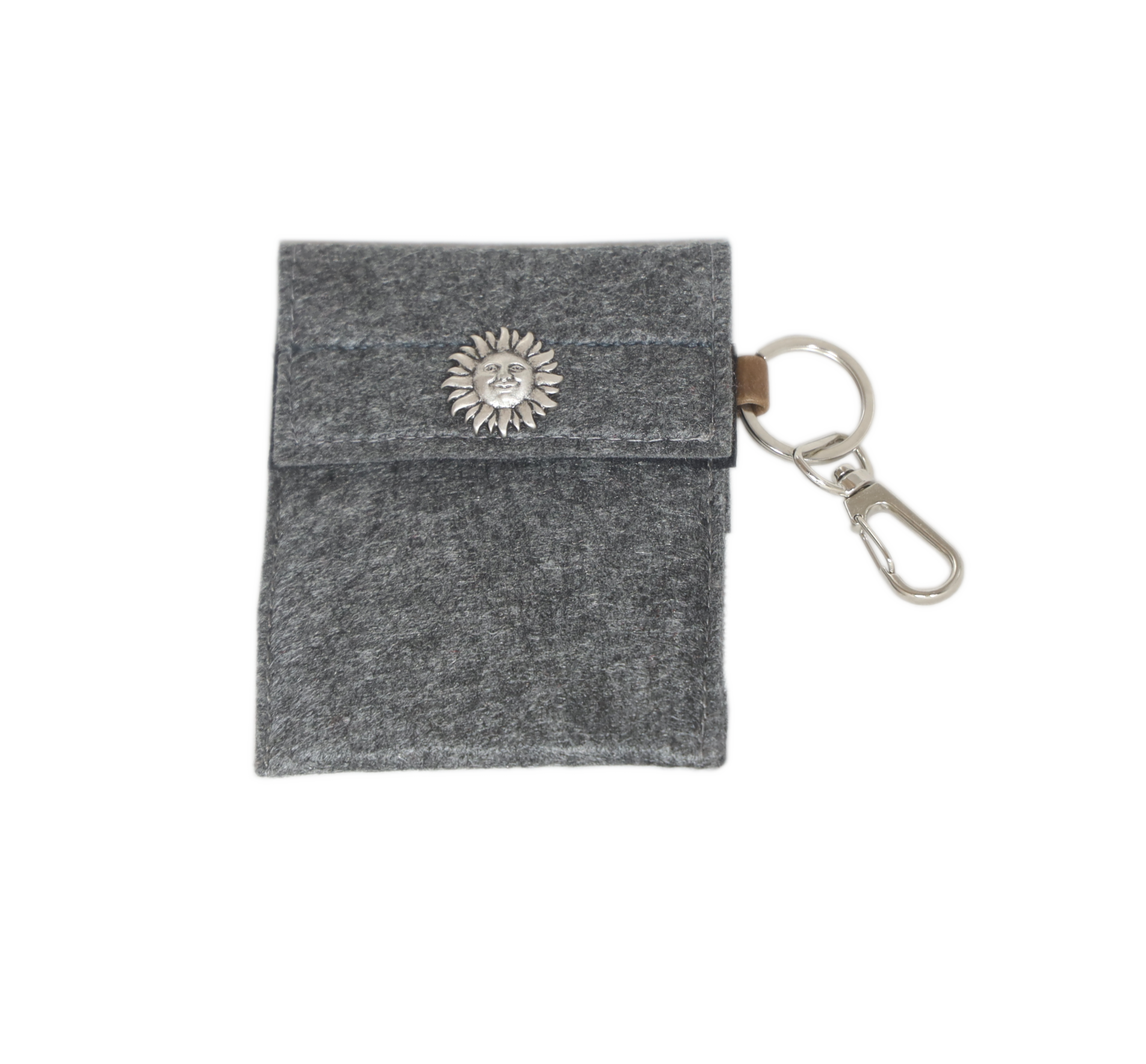 Etui Filz Mit Karabiner Sonne grau