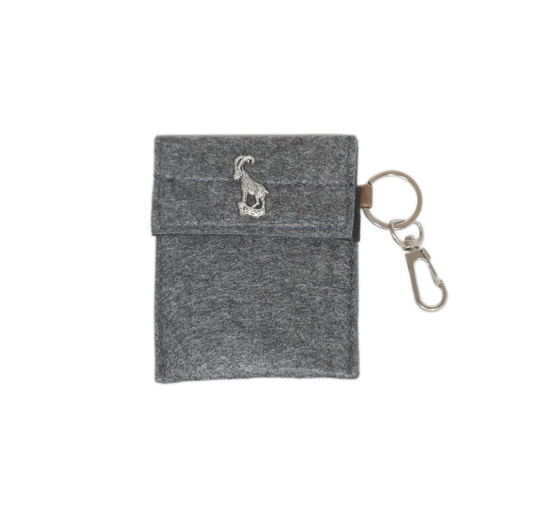 Etui Filz Mit Karabiner Steinbock grau