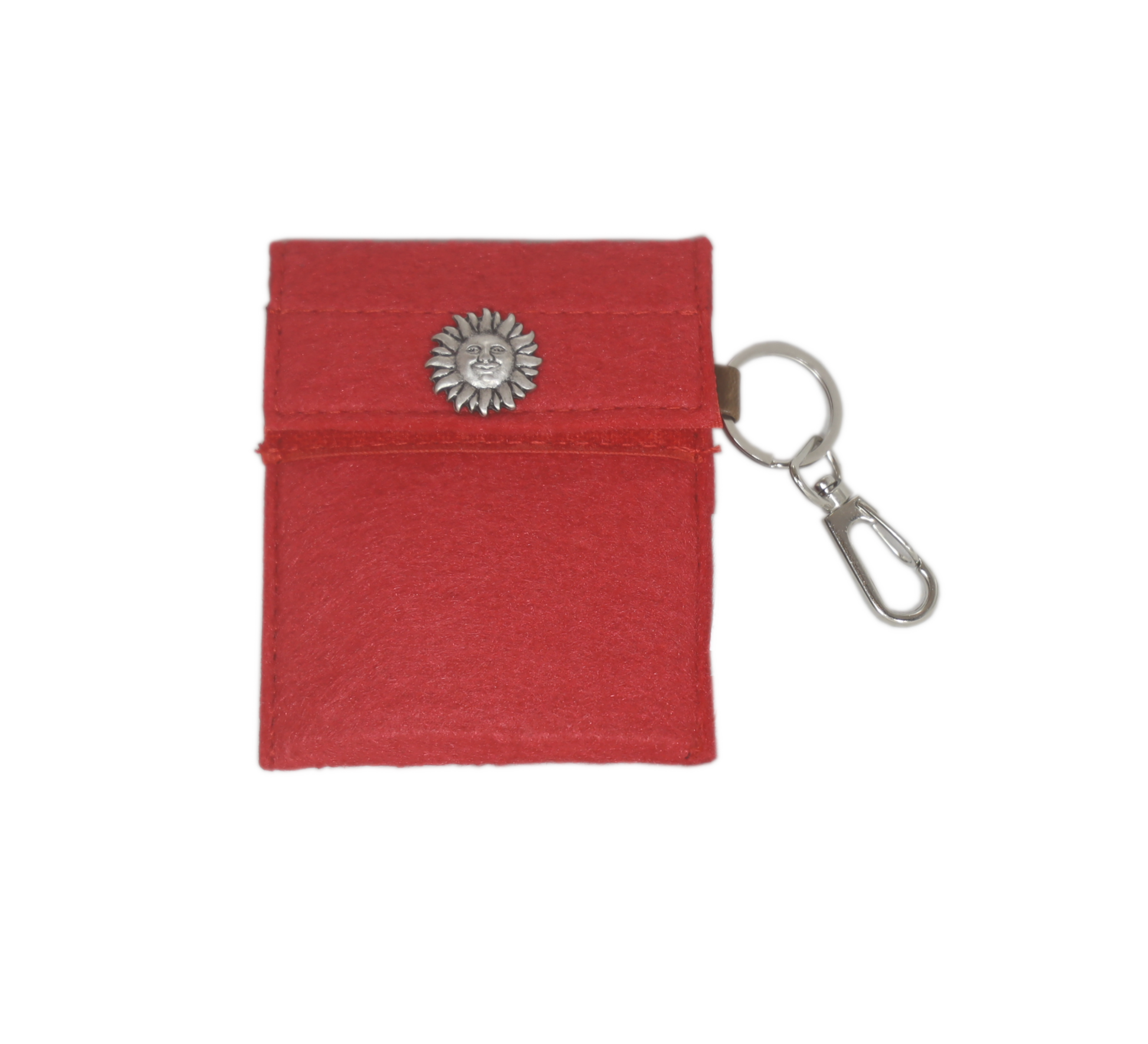 Etui mit Karabiner Filz Sonne rot