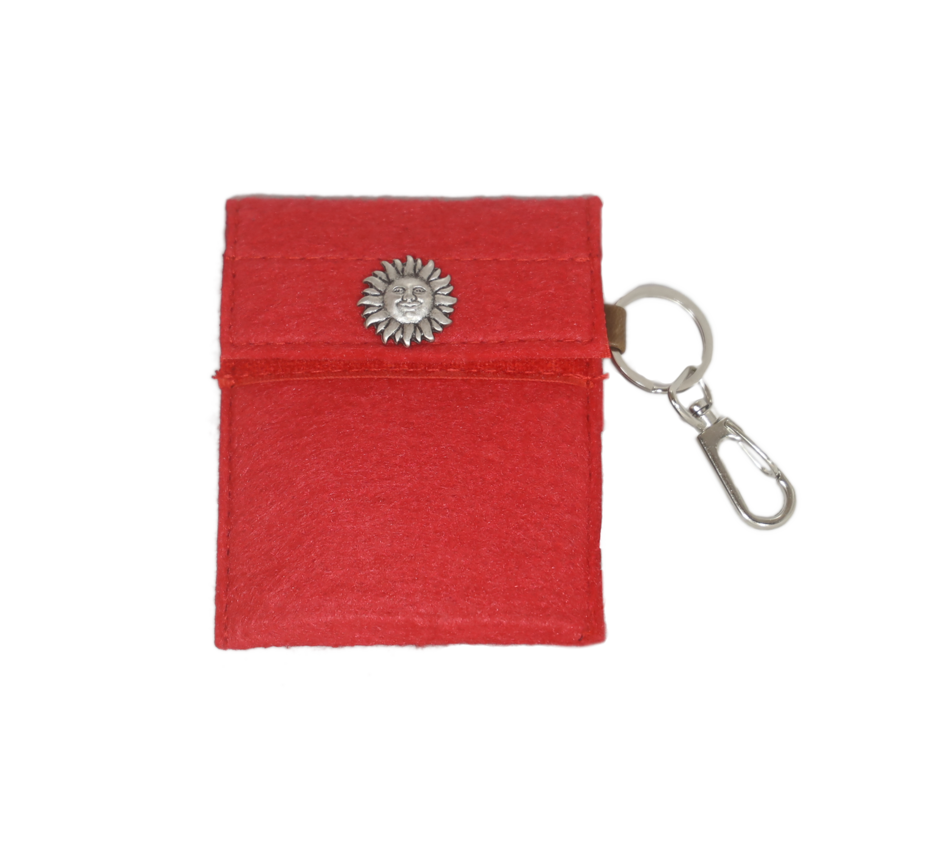 Etui mit Karabiner Filz Sonne rot 1