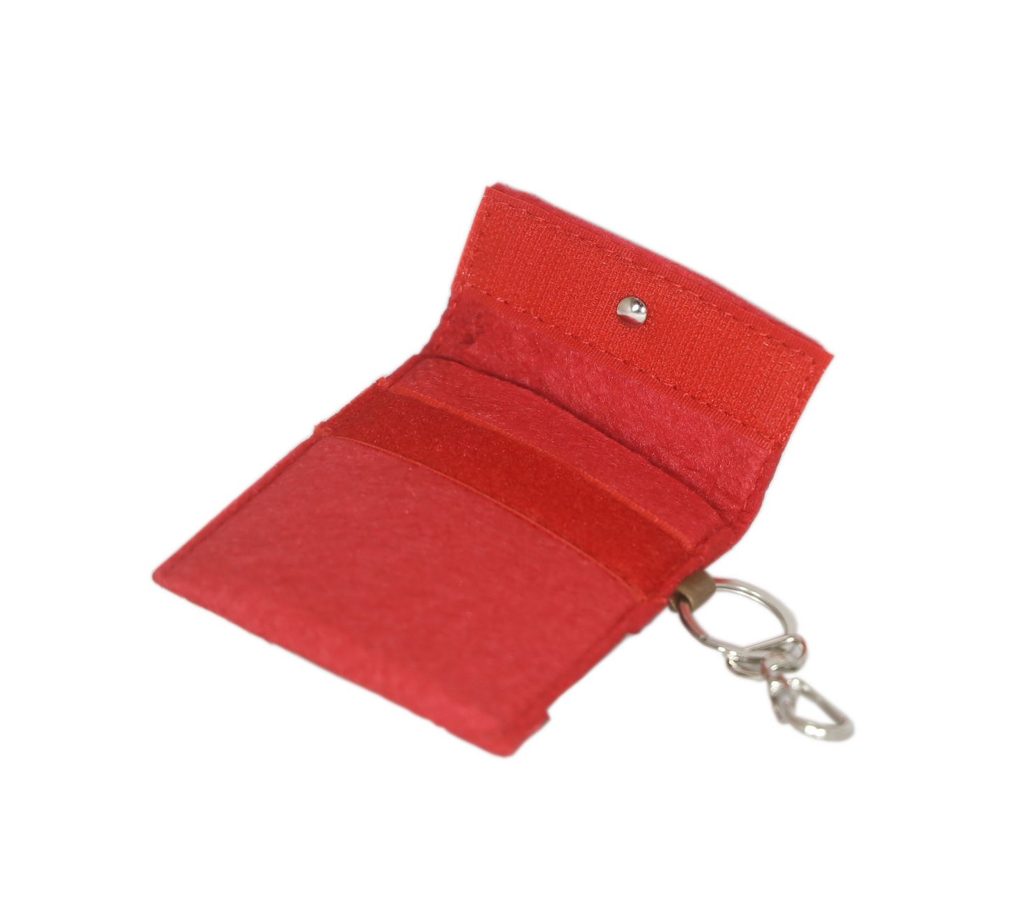 Custodia/portachiavi+moschettone in feltro rosso