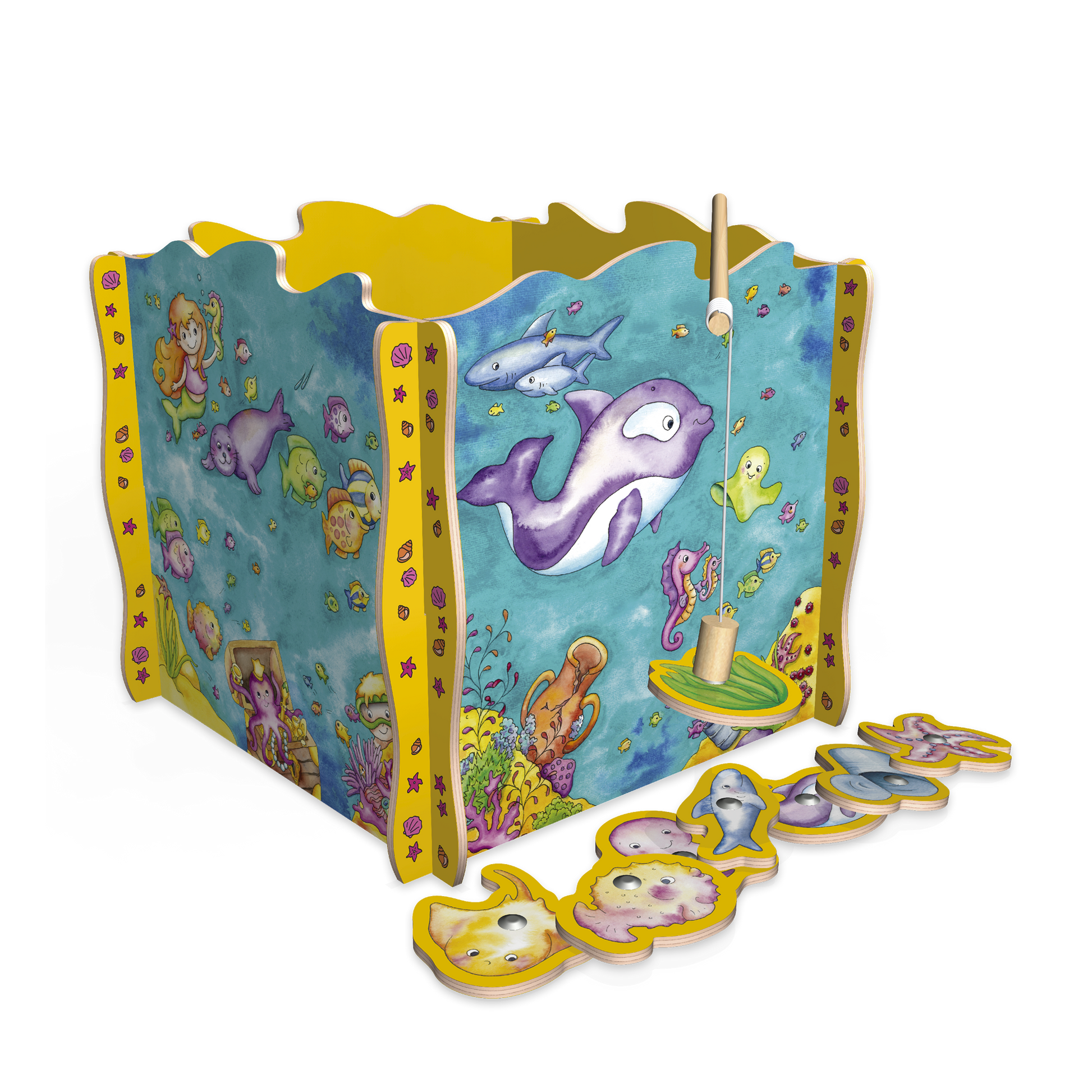 FIescherspiel aus Holz Meer und FIsche Anglerspiel