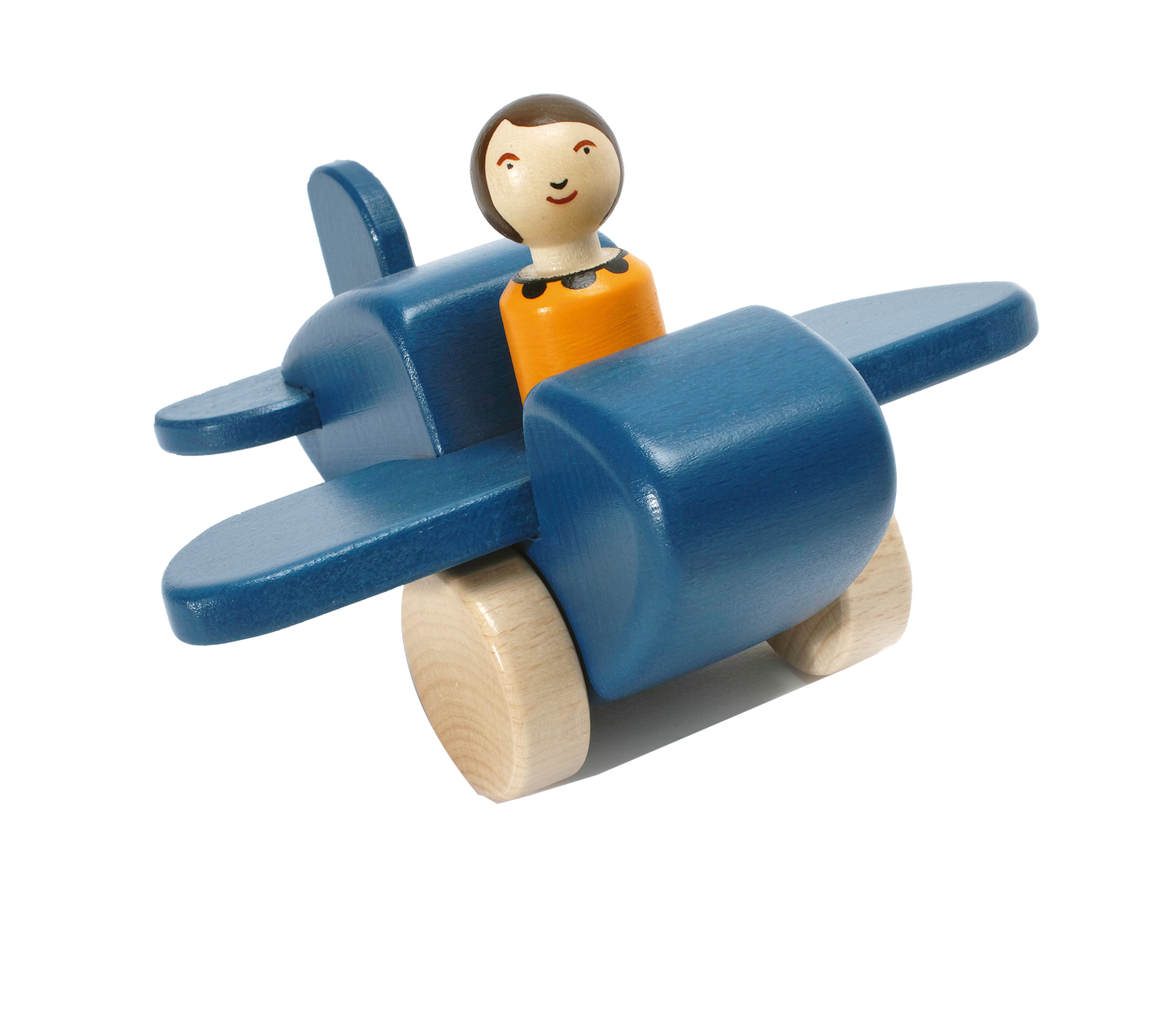 Flugzeug mit Figur klein Holz