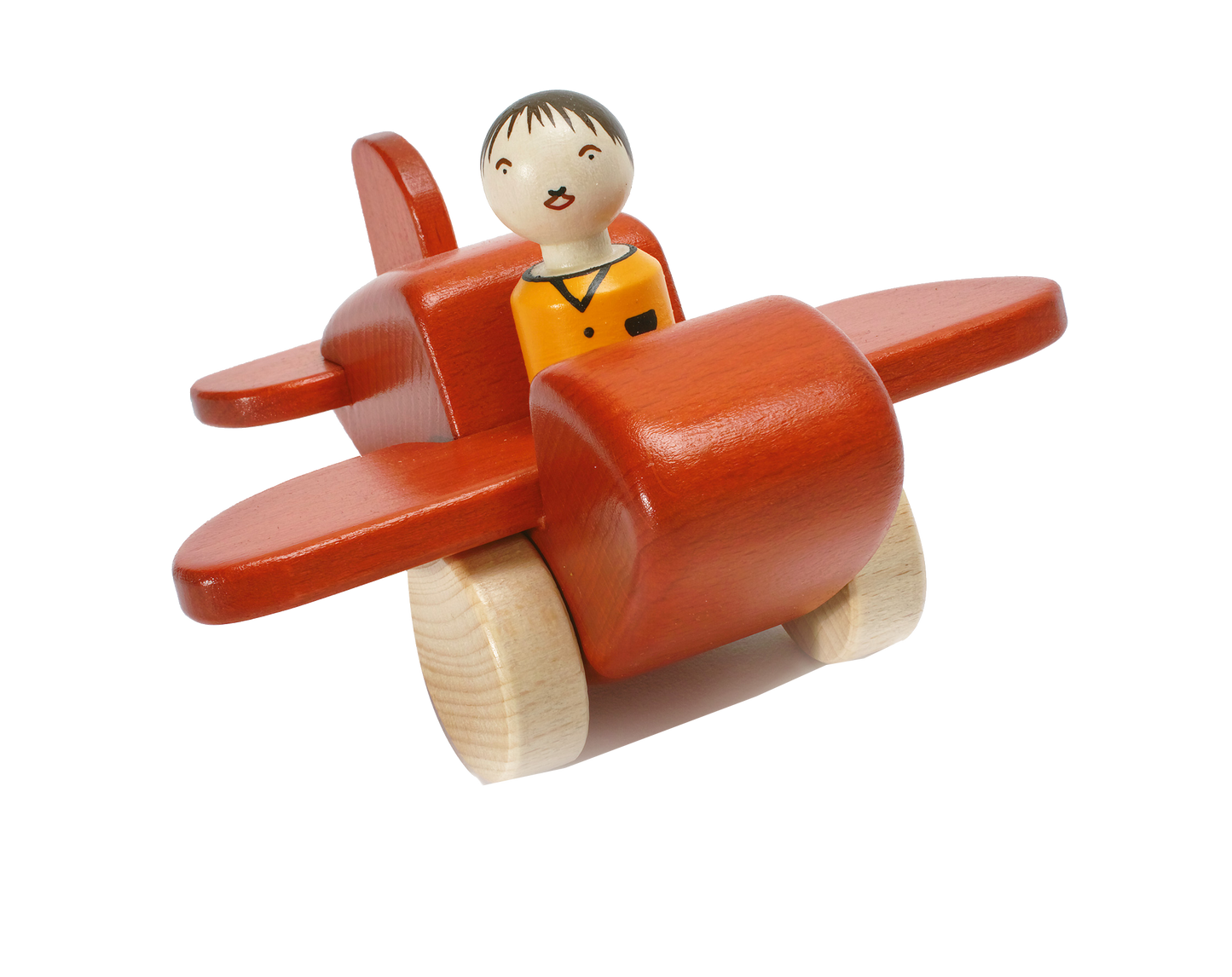 Flugzeug mit Figur klein Holz