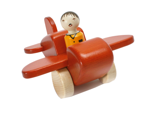 Flugzeug mit Figur klein Holz