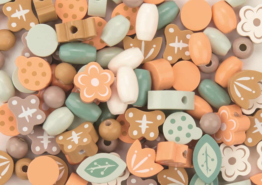 Holzperlen in Box 200Stk.