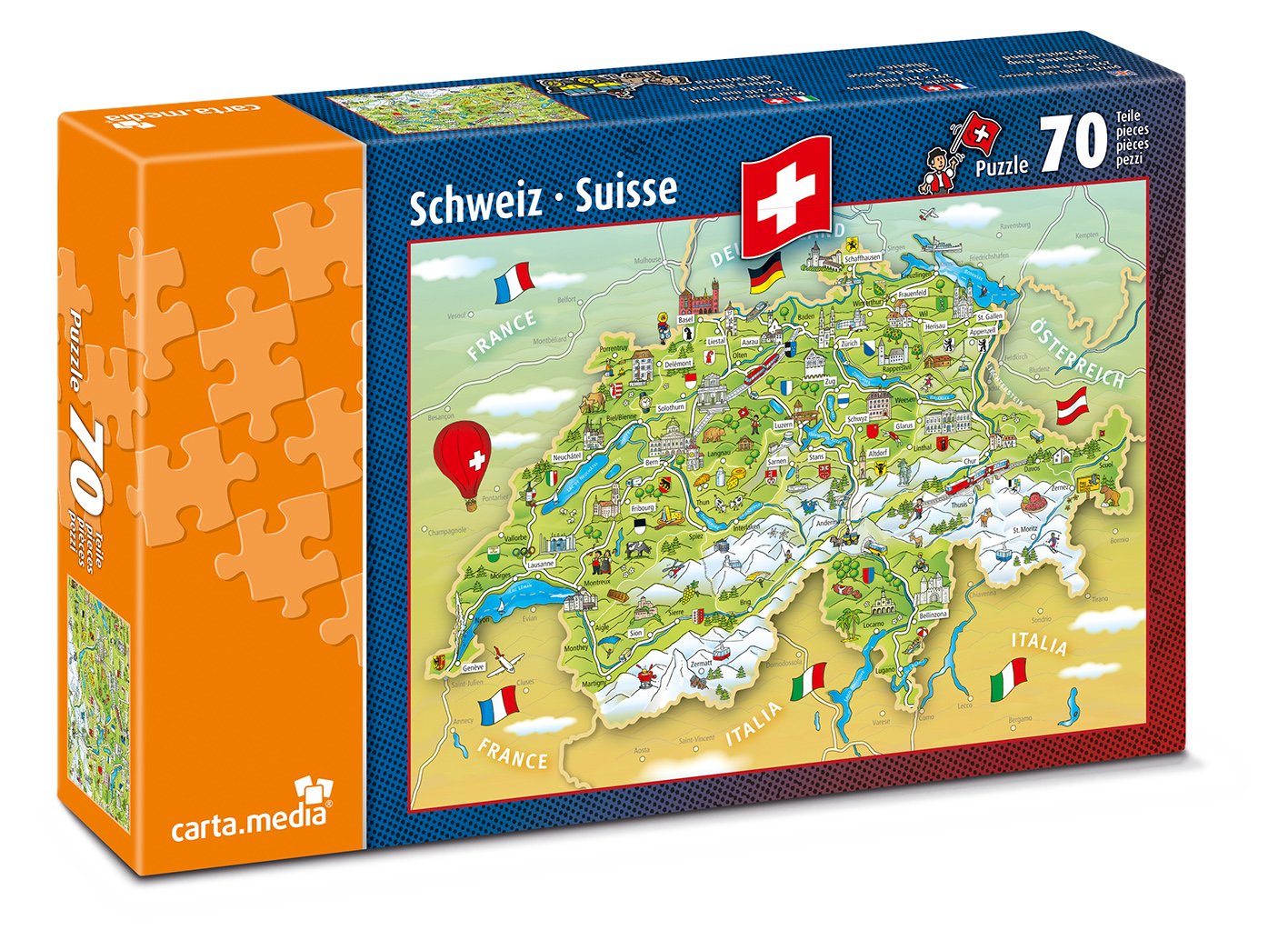 Puzzle der Schweiz mit 70 Teilen