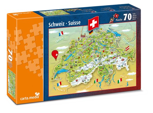 Puzzle der Schweiz mit 70 Teilen