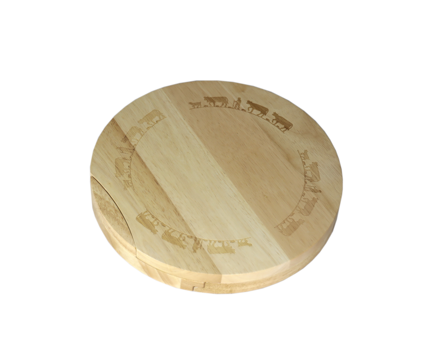 Tagliere rotondo per formaggi con coltelli per formaggio, Alpaufzug, legno, 30 cm