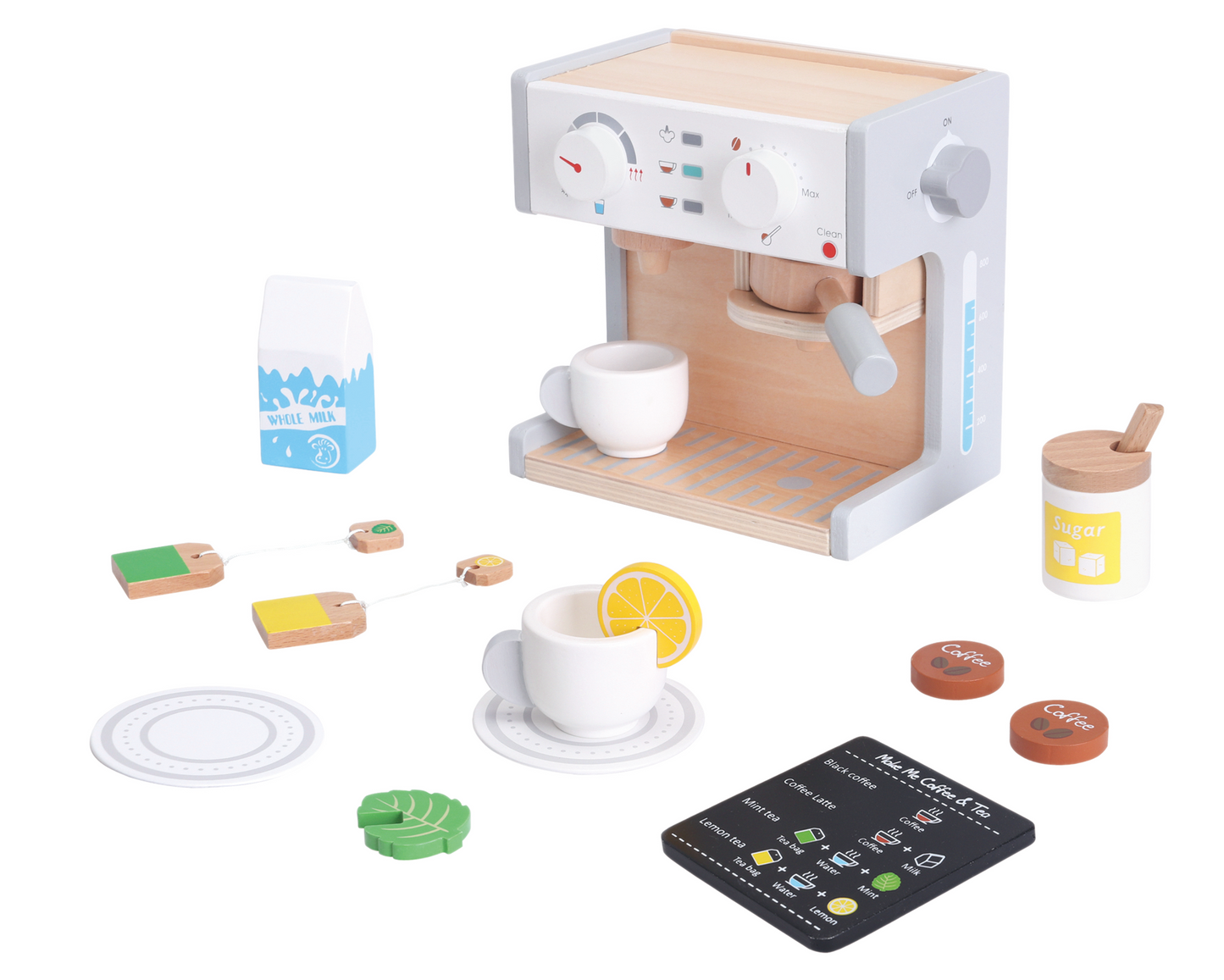 Kaffeemaschine 14 Zubehörteile Holz