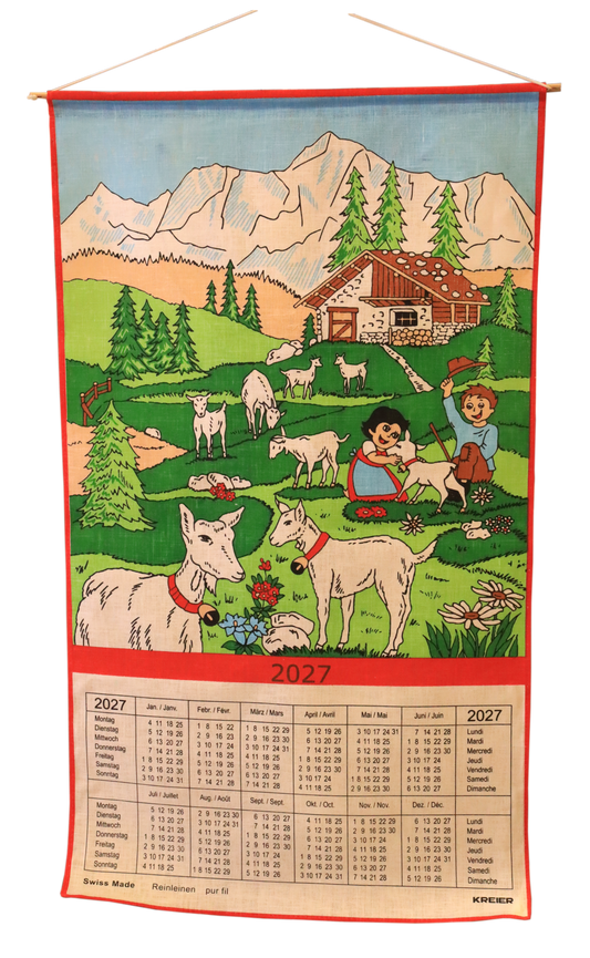 Kalender-Geschirrtuch Heidi Roll aus Leinen 2027