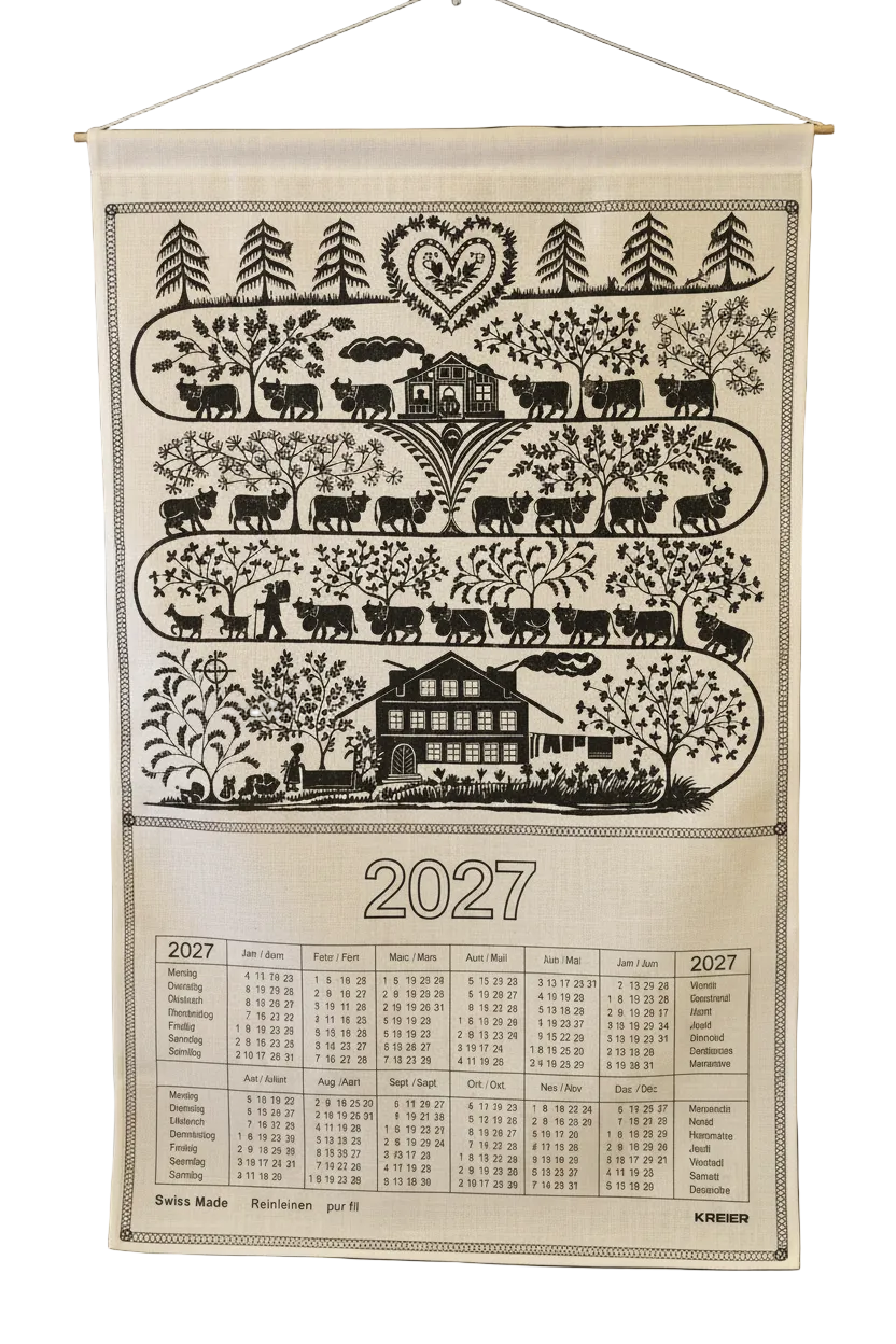 Kalender Leinen Silhouette Alpabzug