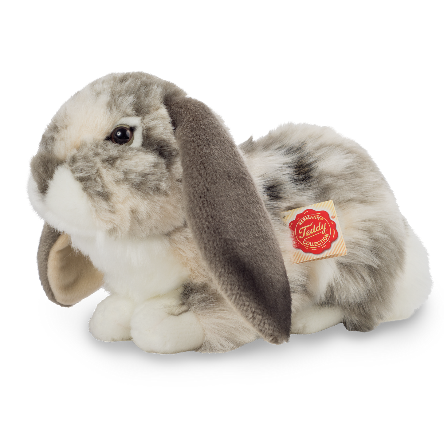 Kaninchen liegend gescheckt Plüschtier 30cm