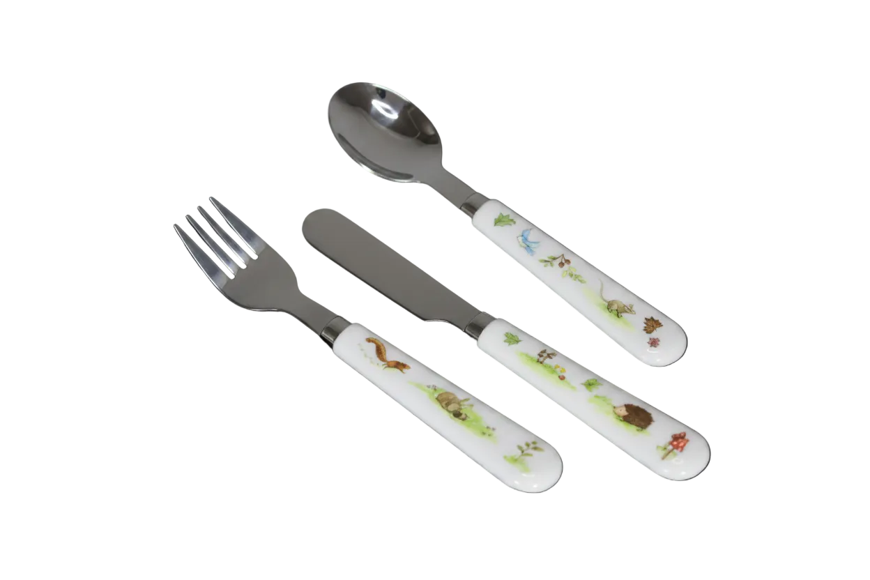 Kinderbesteck-Set Waldmotiven Edelstahl/Melamin