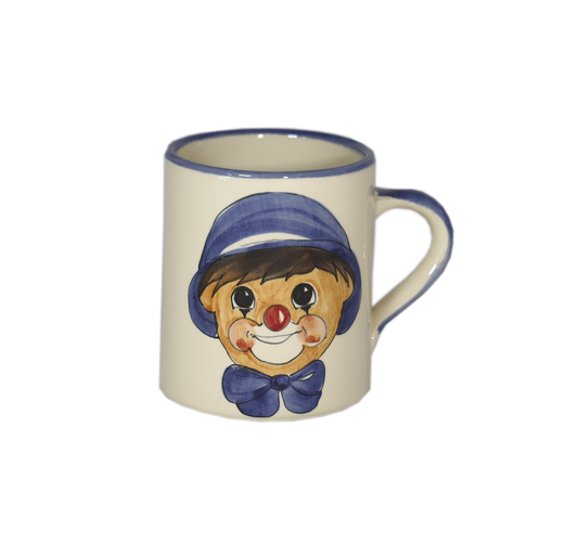 Kindertasse Clown Keramik blau