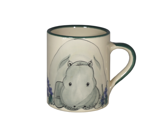 Tazza per bambini in ceramica a forma di ippopotamo verde