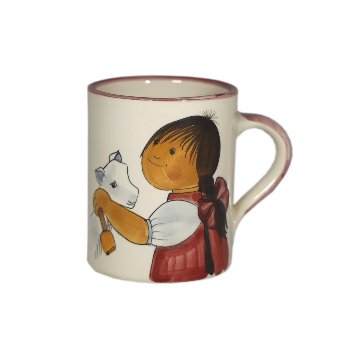 Children's cup Heidi with goat ceramic pink