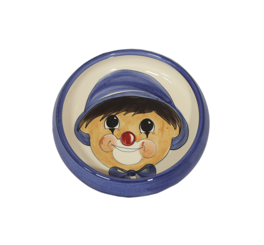 Piatto per bambini pagliaccio in ceramica blu