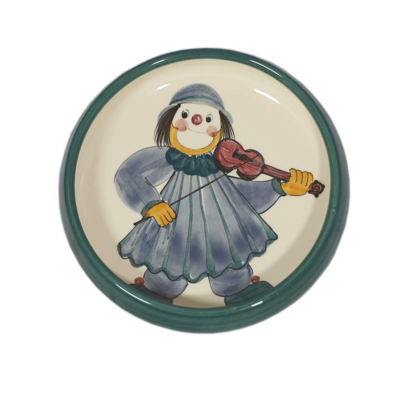 Kinderteller Clown mit Geige Keramik grün
