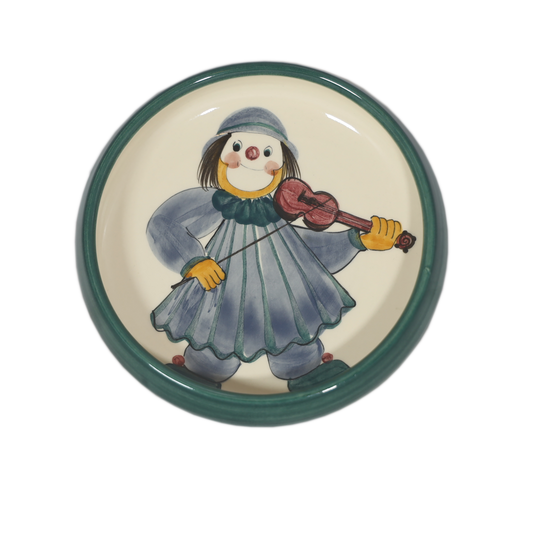 Kinderteller Clown mit Geige Keramik grün