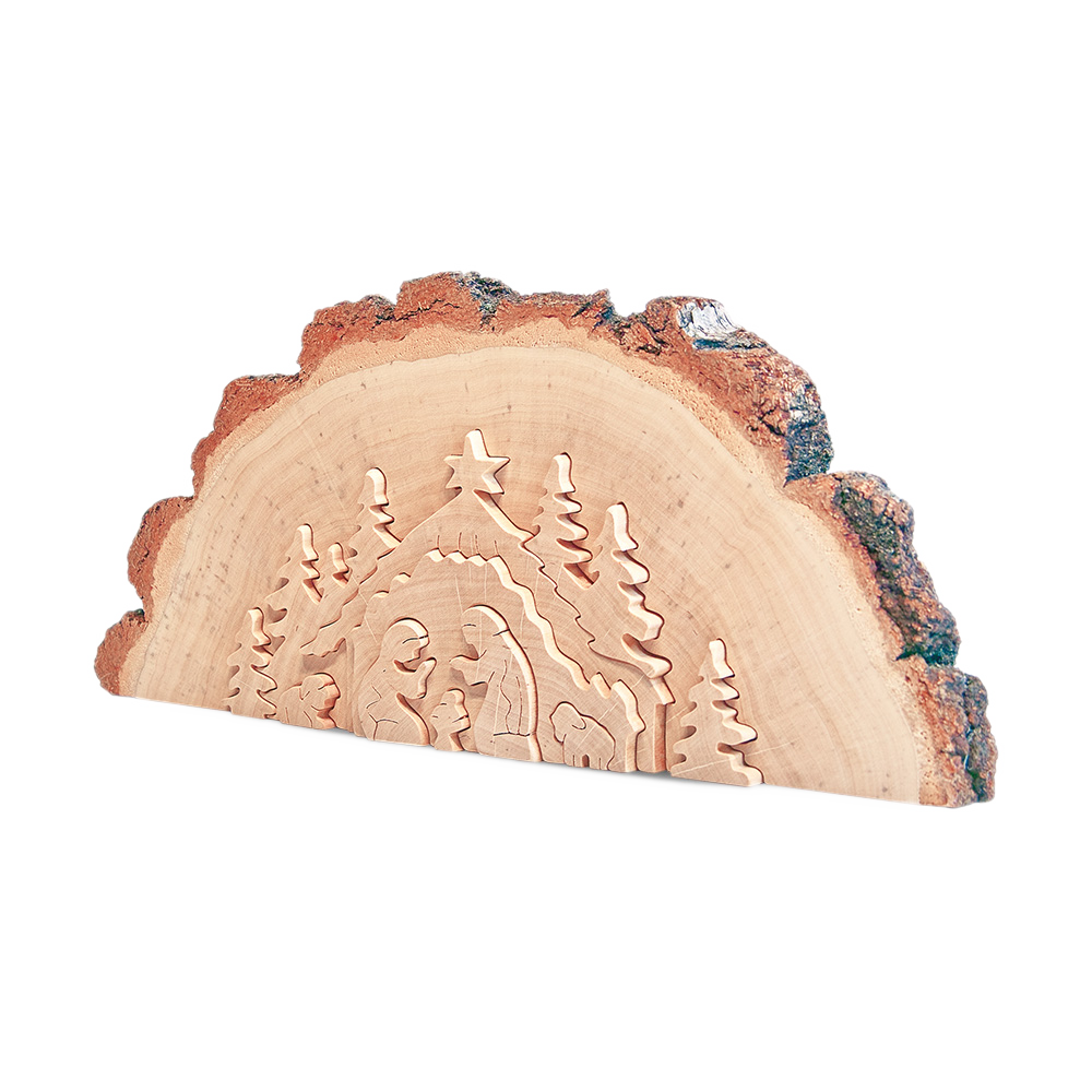 Tree disc crib hardwood with bark