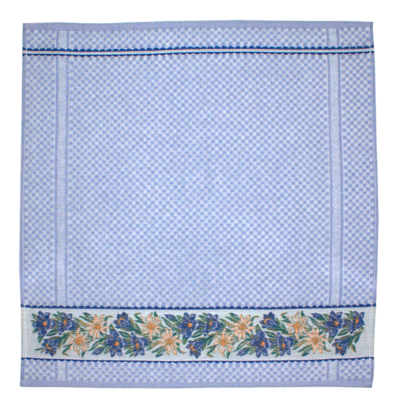 Küchenfrottier Edelweiss&Enzian Baumwolle 50cm blau