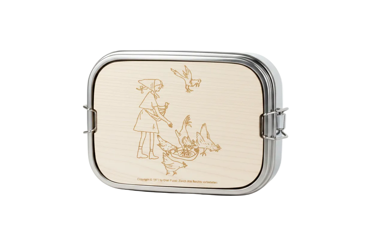 Pausenbox Flurina Edelstahl/Ahorn