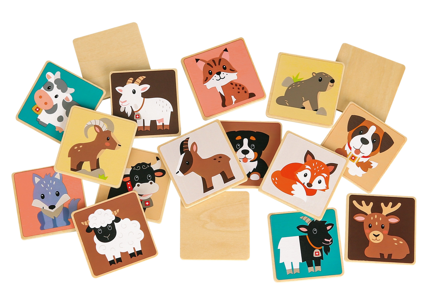 Memory Schweizer Tiere 28 Teile Holz