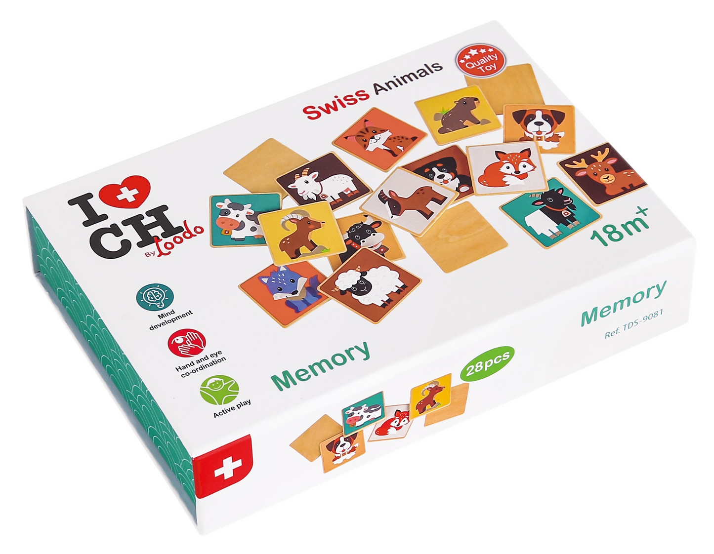 Memory Schweizer Tiere 28 Teile Holz