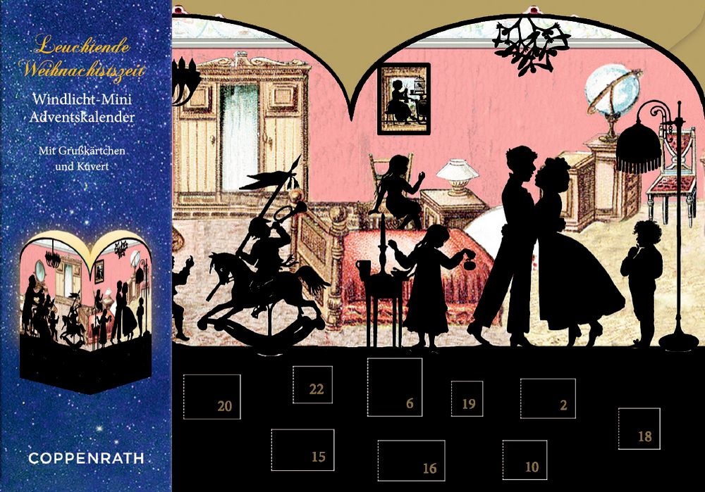 Mini-Adventskalender Windlicht Scherenschnitt assortiert