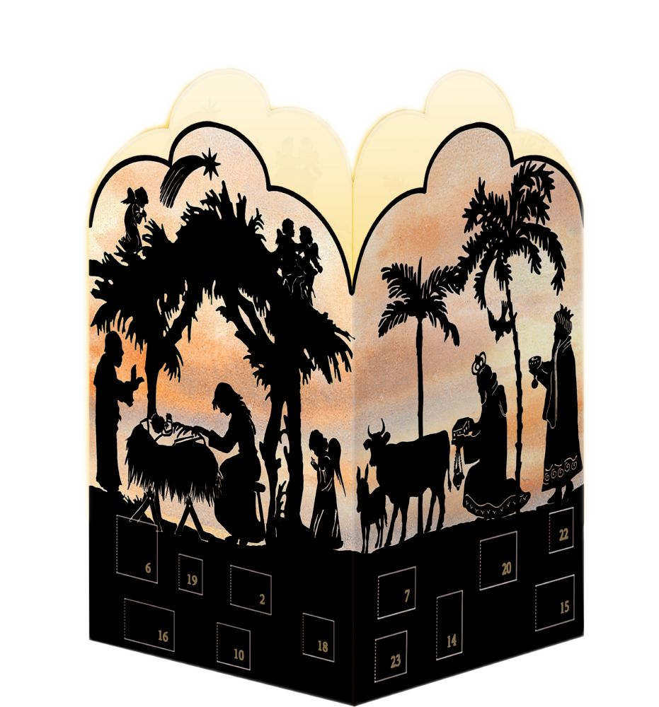 Mini-Adventskalender Windlicht Scherenschnitt assortiert