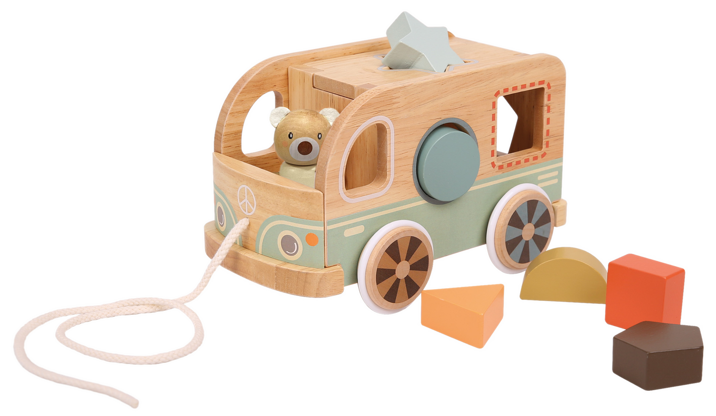 Nachzieh-Bus Sortierspiel Bär Holz