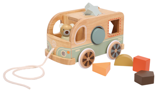 Nachzieh-Bus Sortierspiel Bär Holz