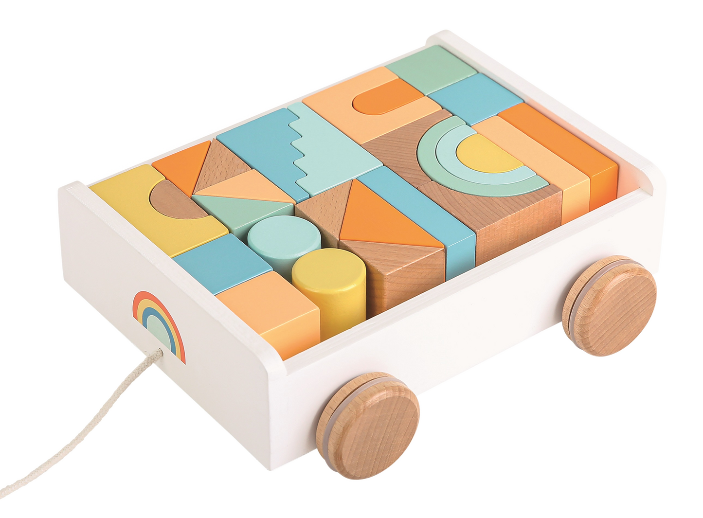 Nachzieh-Wagen Bauklötzen Holz