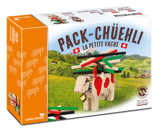 Geschicklichkeitspiel Pack-Chüeli aus Holz