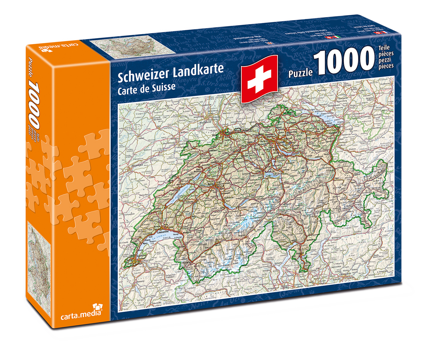 Puzzle Schweizer Landkarte und Strassenkarte 1000 Teile