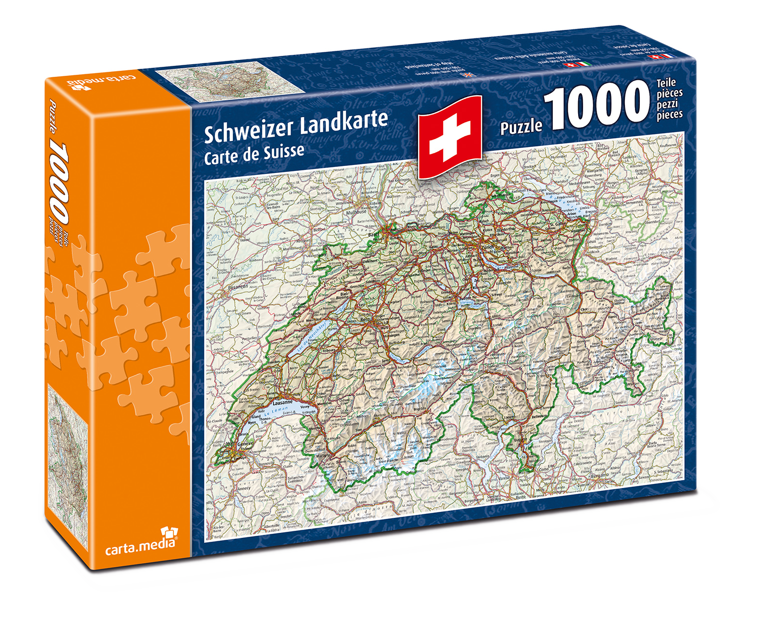 Puzzle Schweizer Landkarte und Strassenkarte 1000 Teile