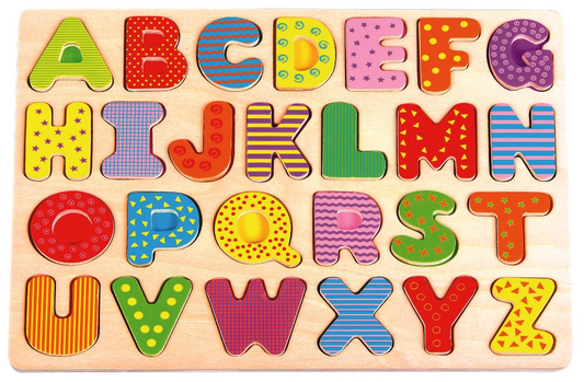 Puzzle capital letters colorful/wood