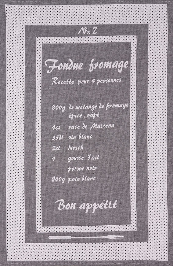 Recette Fondue Francais Geschirrtuch schwarz M505 9112